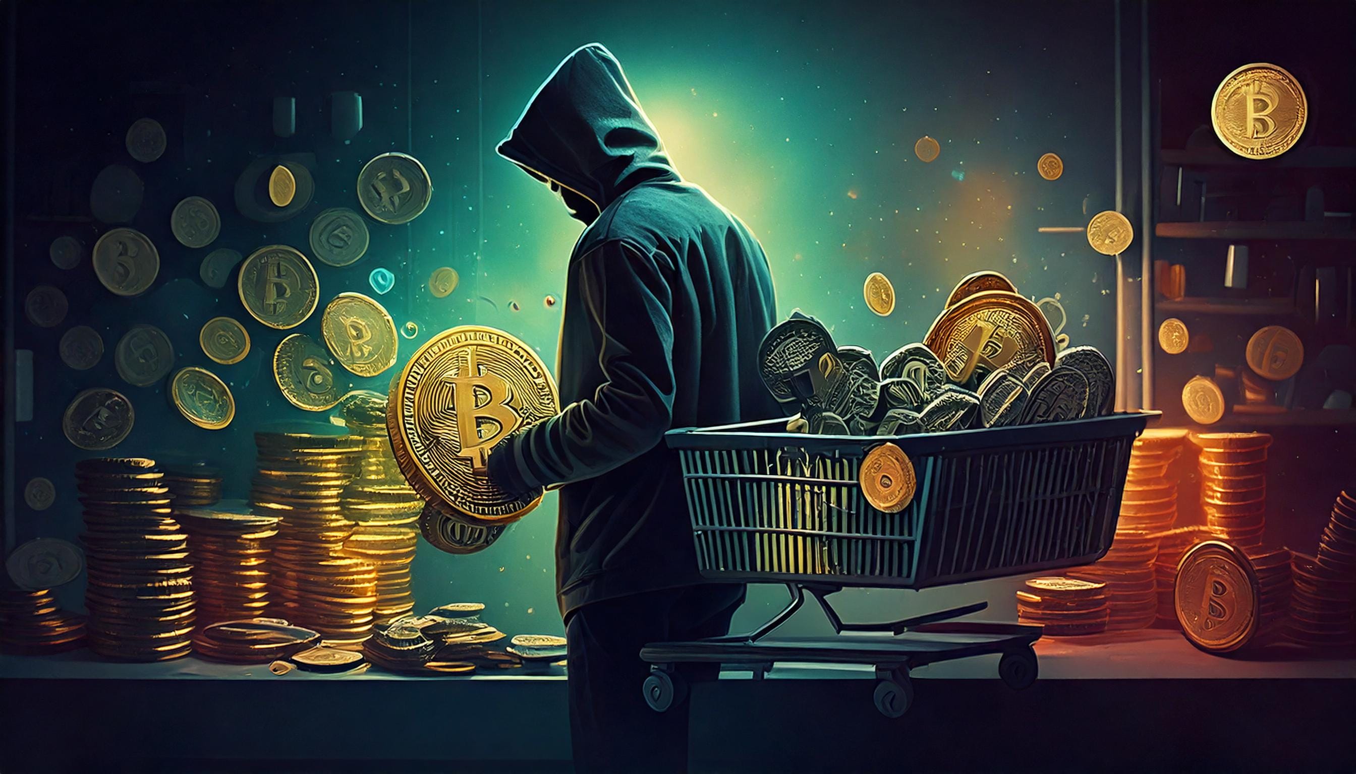 Homem comprando criptomoedas anonimamente. Imagem ilustrativa.