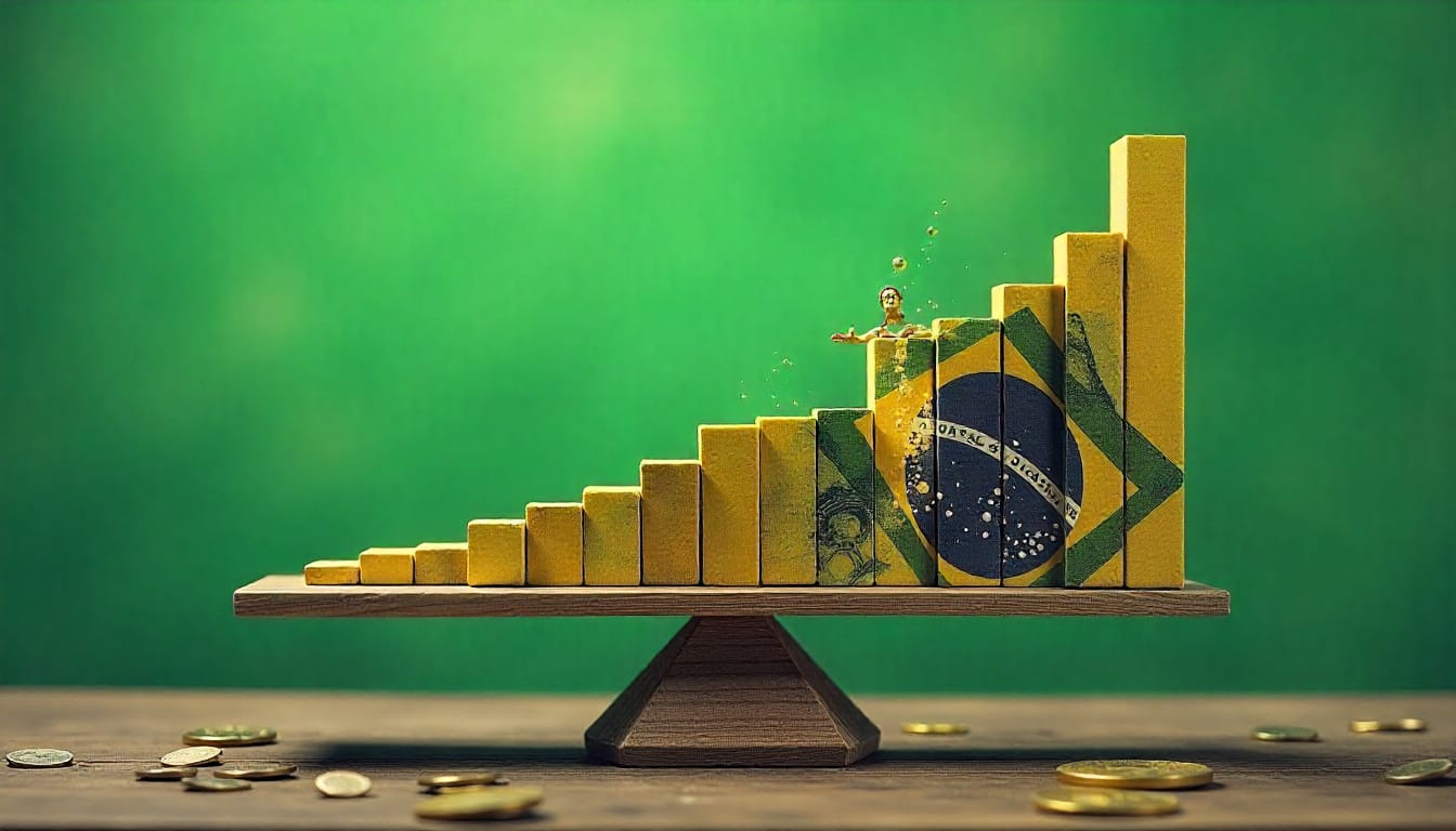 O Brasil pode ter a maior carga tributária do mundo em 2050 1 Gráfico com elementos da bandeira brasileira