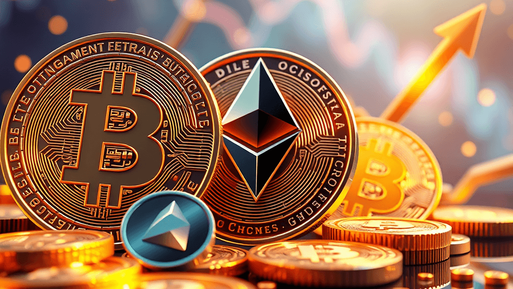 Criptomoedas em alta: Bitcoin lidera e altcoins surpreendem 1 Criptomoedas em alta. Imagem: IA