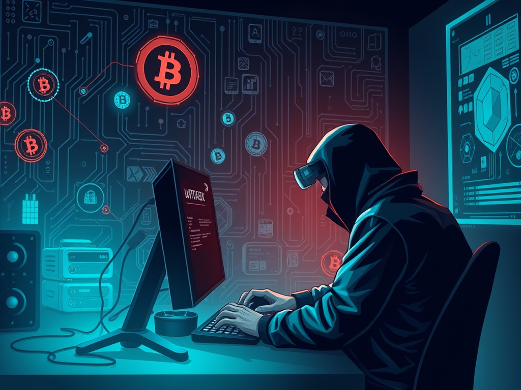 Ilustração representa o aumento dos roubos de criptomoedas e os riscos aos investidores.