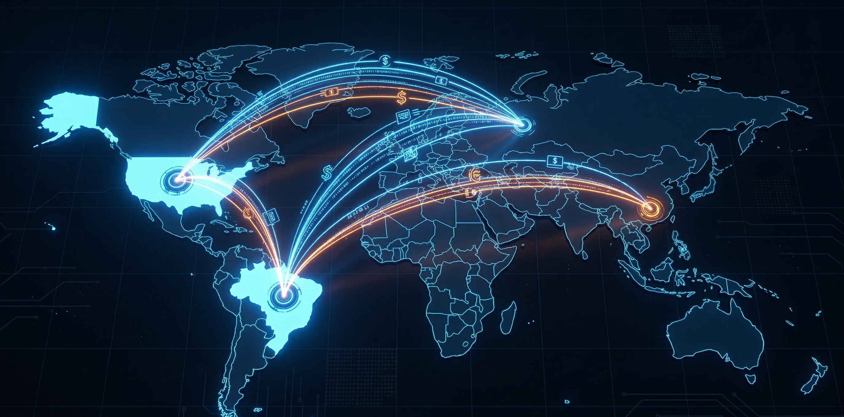 Nomad adota RLUSD da Ripple e acelera câmbio entre Brasil e EUA 1 Ilustração representando pagamentos internacionais com stablecoins entre Brasil e EUA pela plataforma Nomad e Ripple