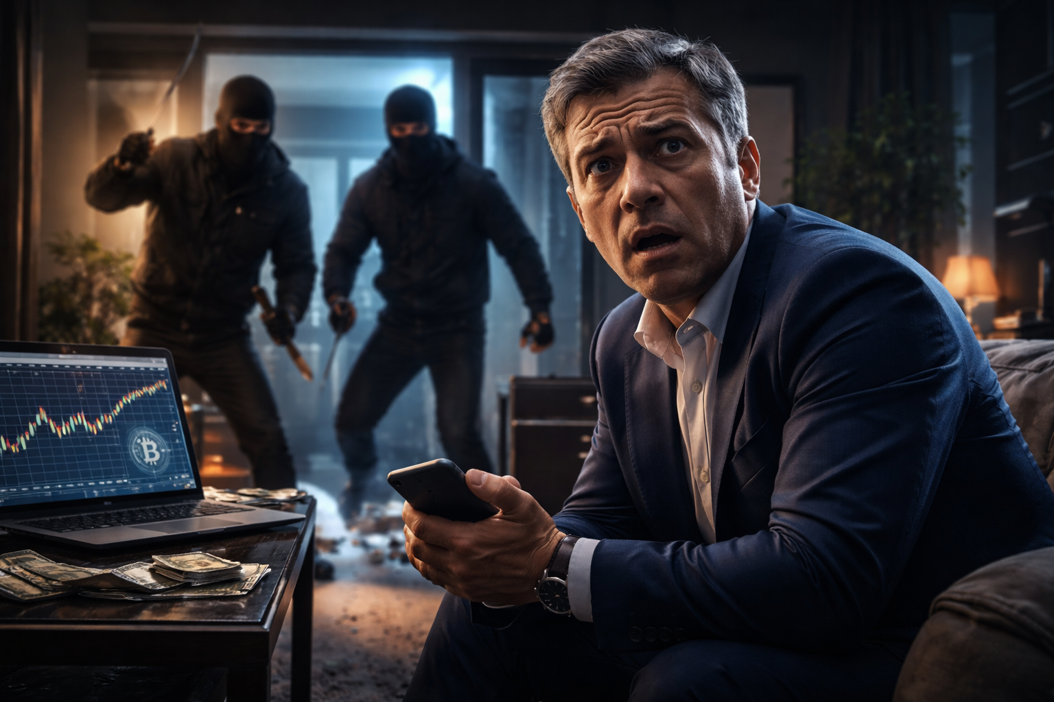 Executivo do setor cripto durante invasão residencial por criminosos em busca de criptomoedas