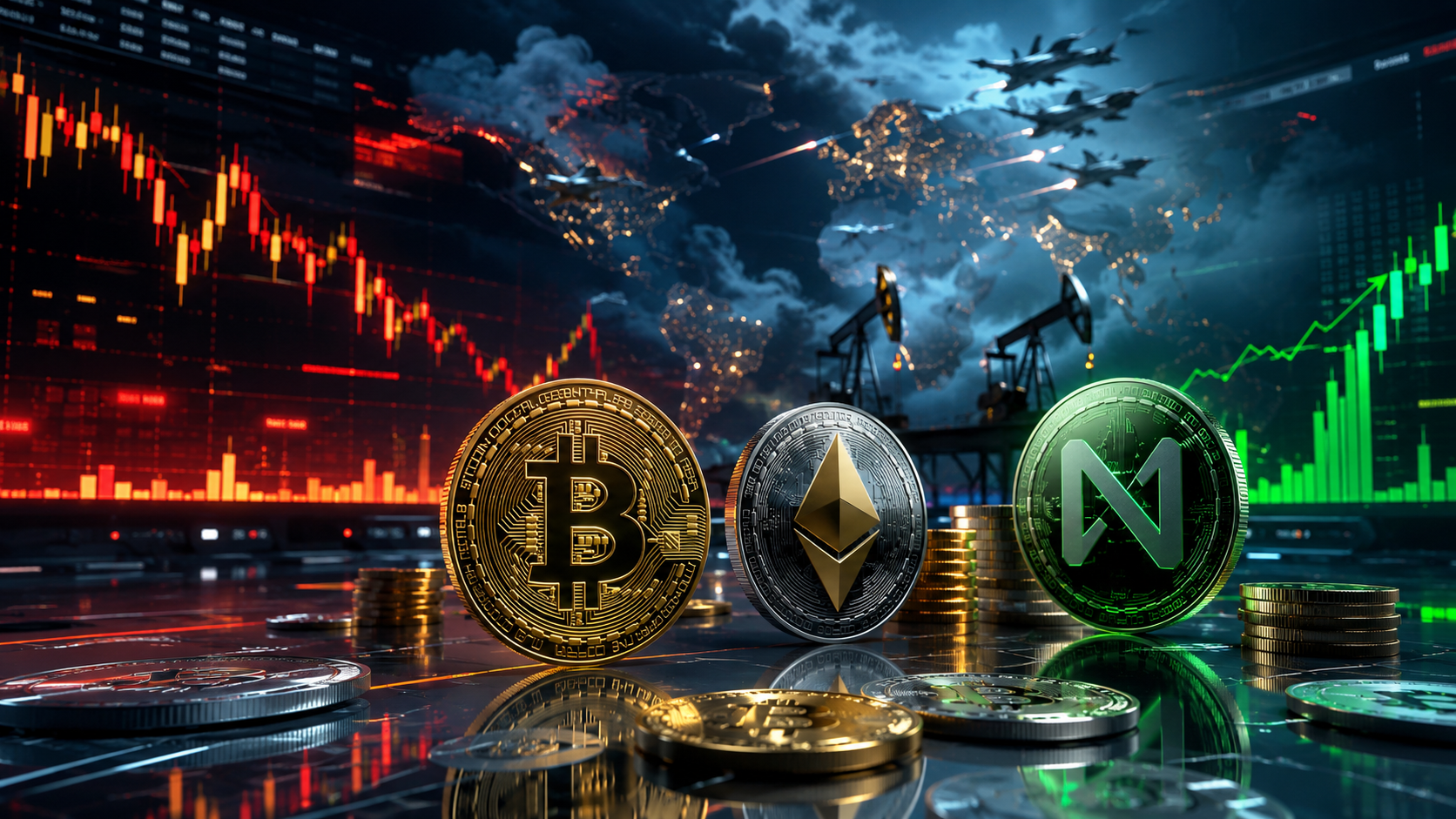 Bitcoin e Ethereum enfrentam pressão enquanto Near dispara mais de 70%