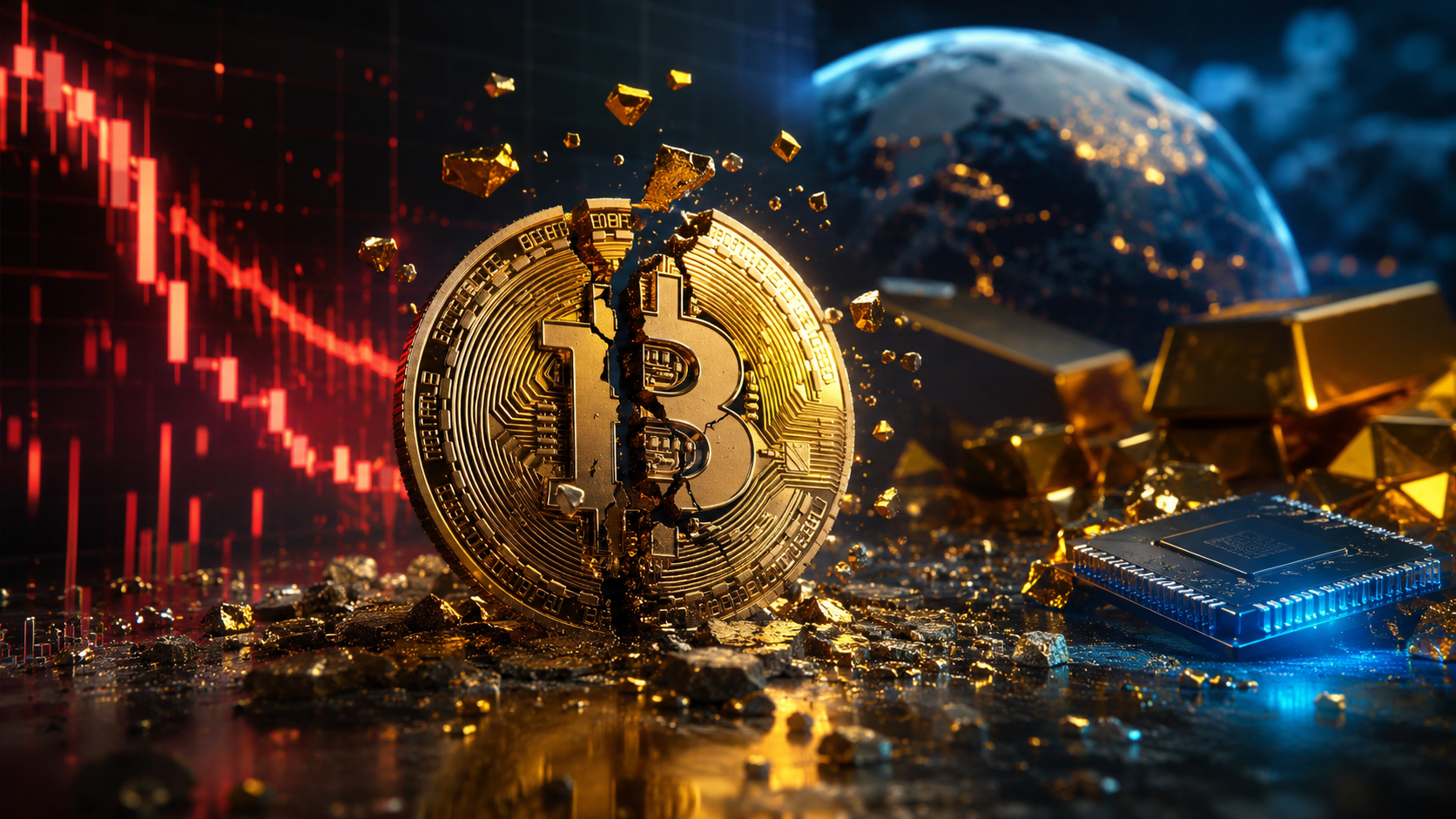 Bitcoin cai para 13º lugar no ranking global e perde US$ 1,5 tri