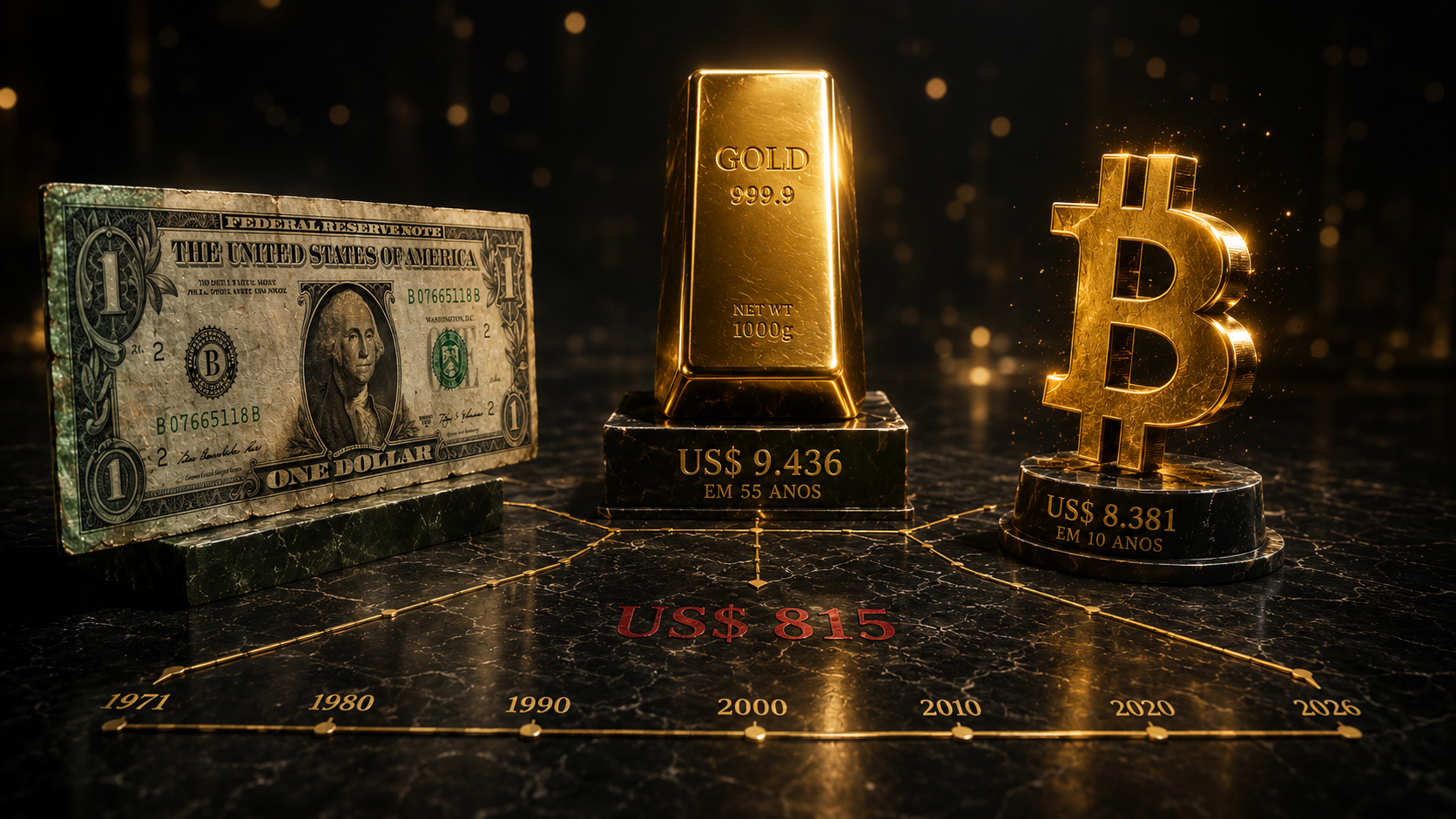 Dólar, ouro ou Bitcoin: qual é a melhor moeda para guardar dinheiro? 1 Dólar, ouro ou Bitcoin: qual é a melhor moeda para guardar dinheiro?