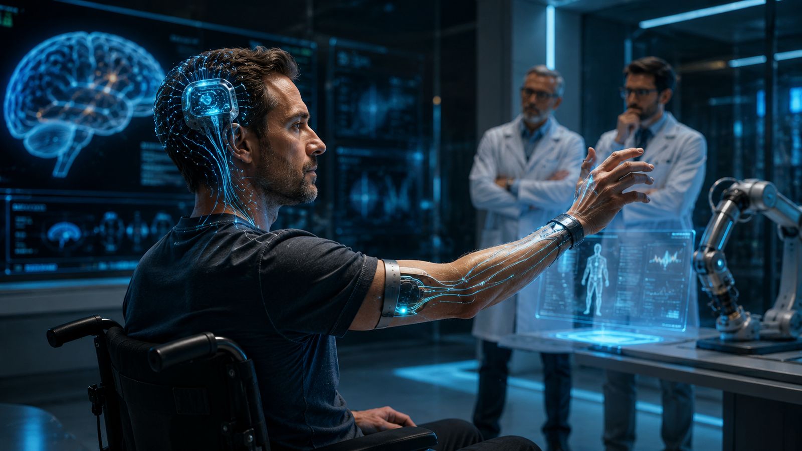 Implante cerebral permite recuperação de movimentos e tato em paciente com paralisia.