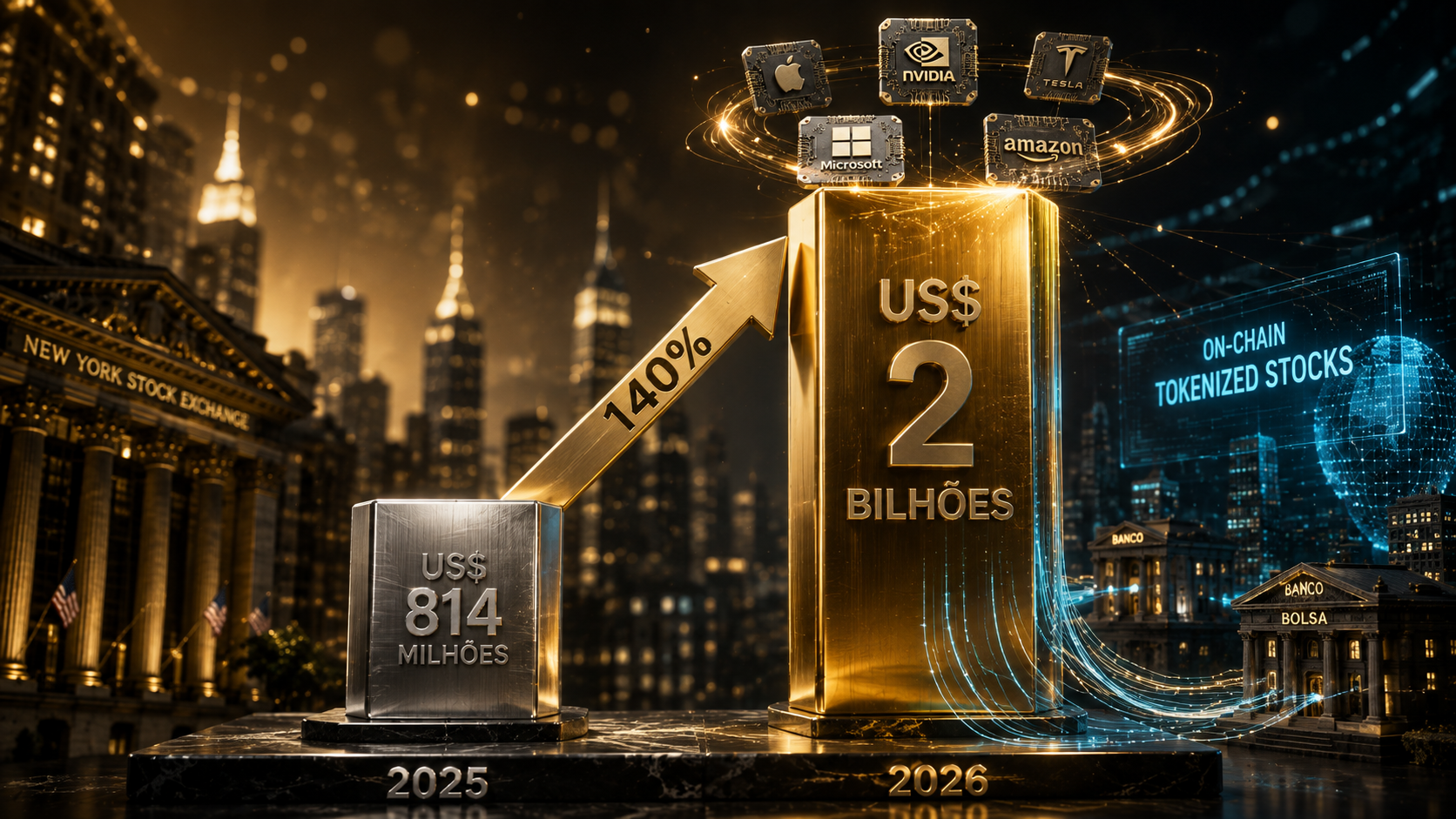 Ações tokenizadas crescem 140% em 2026 e chegam a US$ 2 bilhões, aponta DeFiLlama 1 Ações tokenizadas crescem 140% em 2026 e chegam a US$ 2 bilhões, aponta DeFiLlama