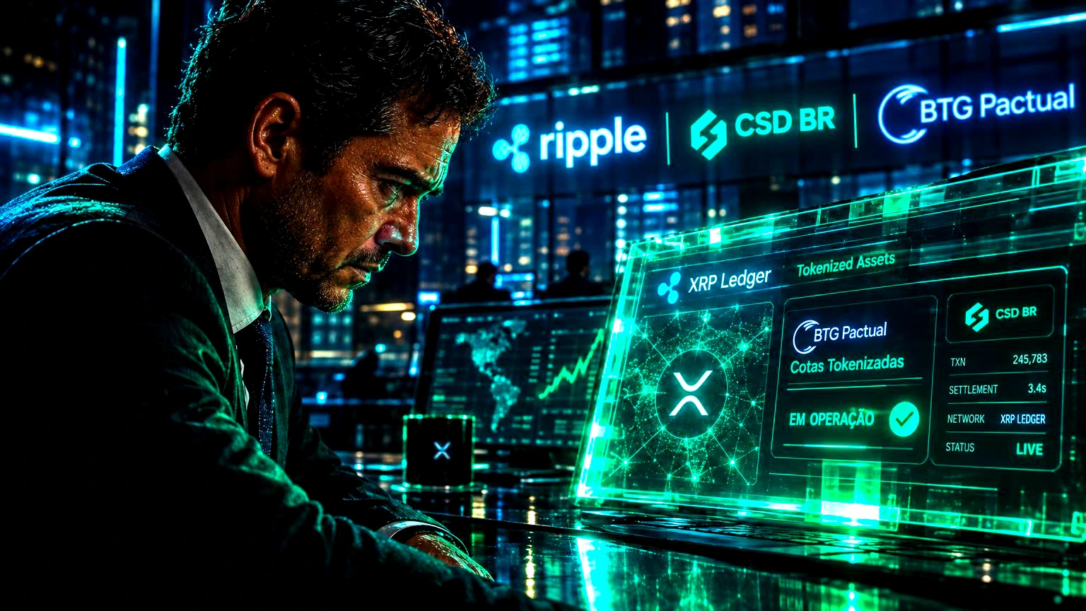 Ripple e CSD BR tokenizam cotas do BTG Pactual no XRP Ledger em operação real
