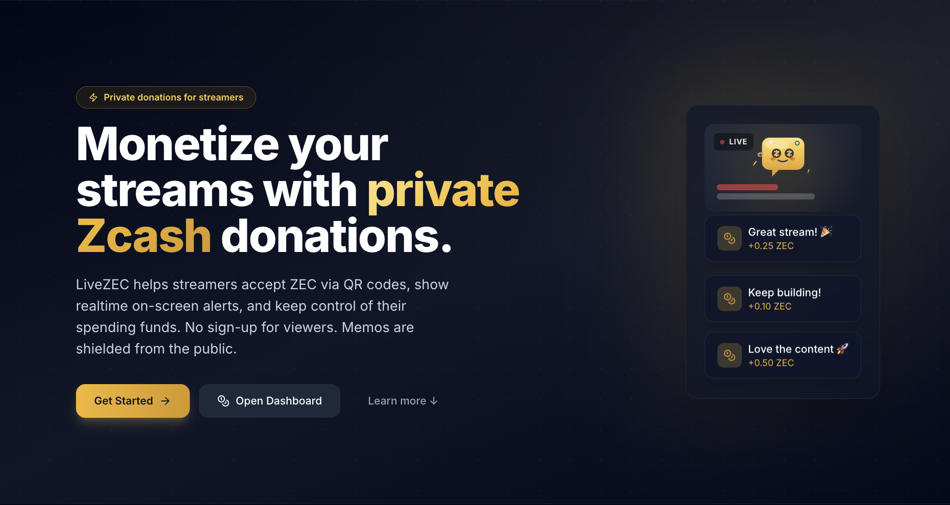 Como usar o LiveZEC: receba doações em Zcash na sua live